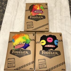 3 New Fuggler Funny Ugly Monster Laboratory Misfits Edition Plush Stuffed Animal